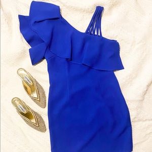 Blue Off The Shoulder Party Dress